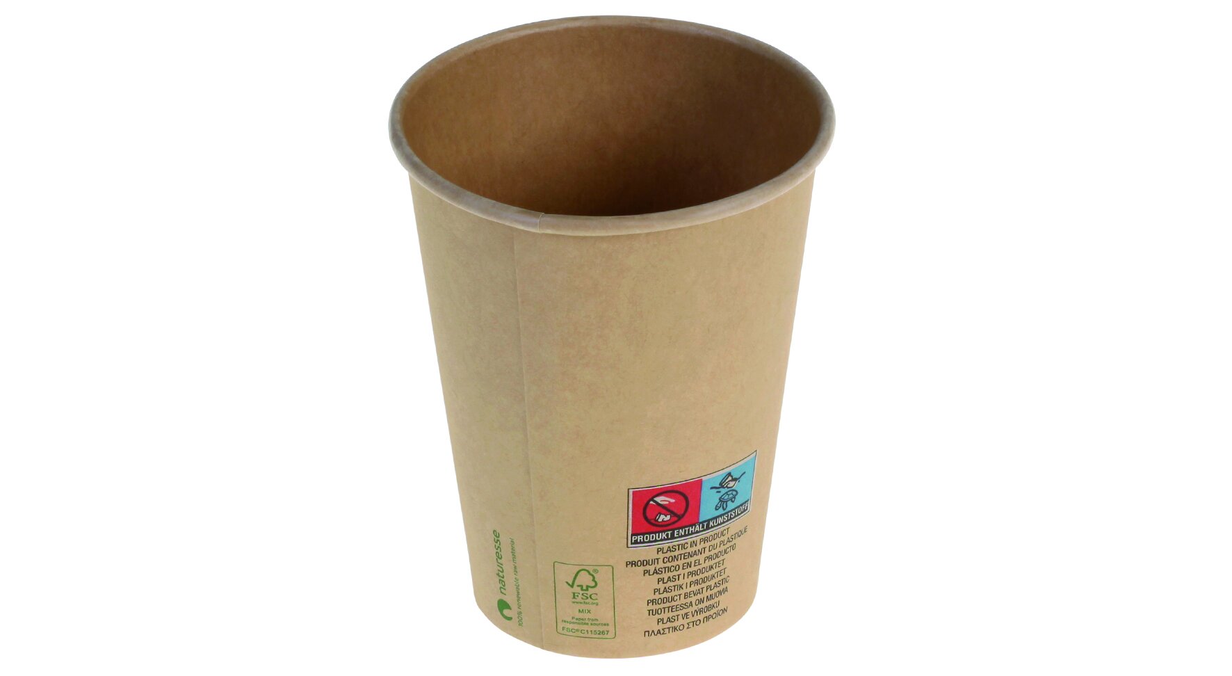 Becher SUP-Logo naturesse Kraft-Karton/PLA, braun, 300 ml
