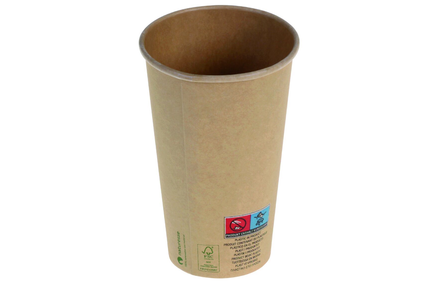 Becher SUP-Logo naturesse Kraft-Karton/PLA, braun, 400 ml