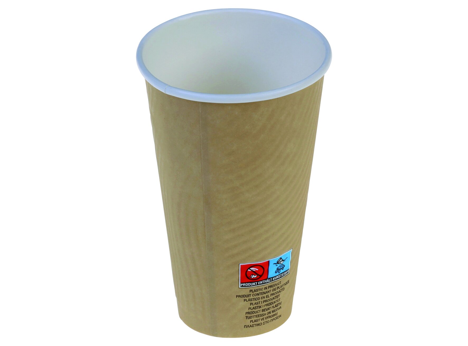 Ripplebecher SUP-Logo naturesse Kraft-Karton/PLA, braun, 400 ml