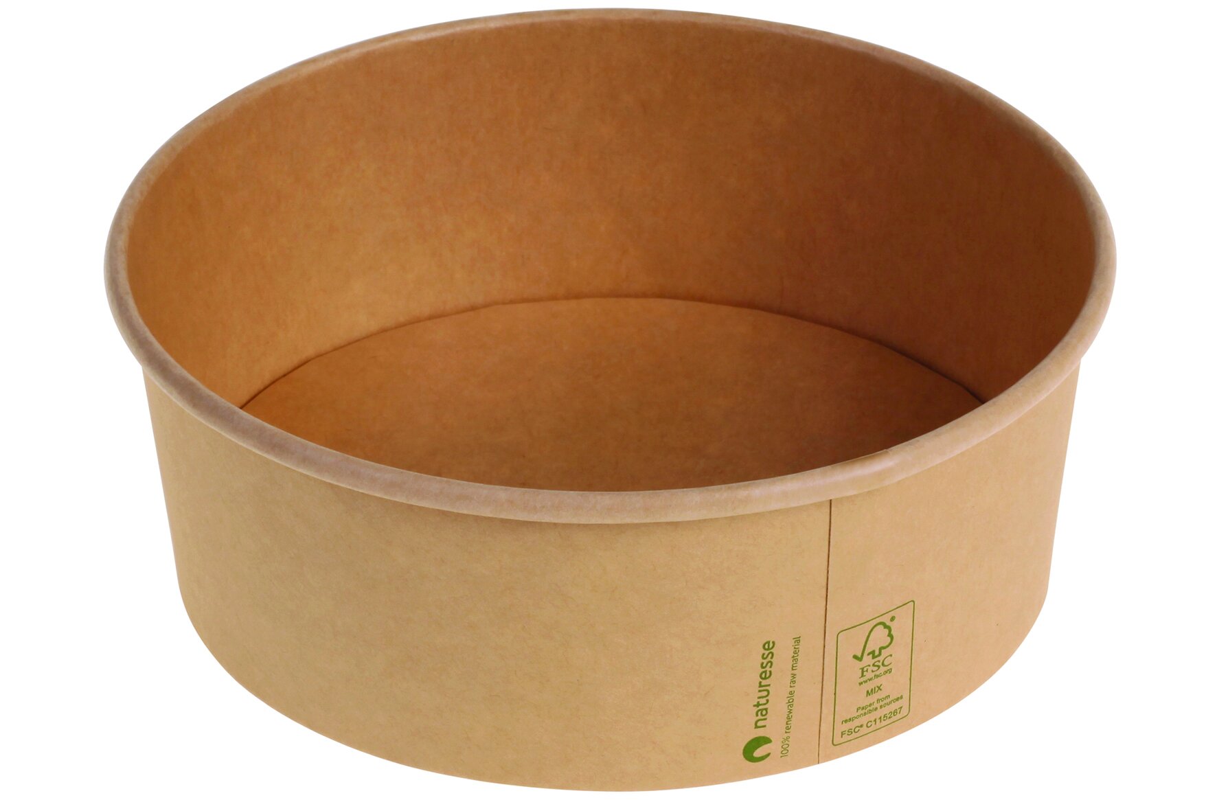 Schale ohne Plastiklaminierung naturesse Kraft-Karton, braun, 1200 ml