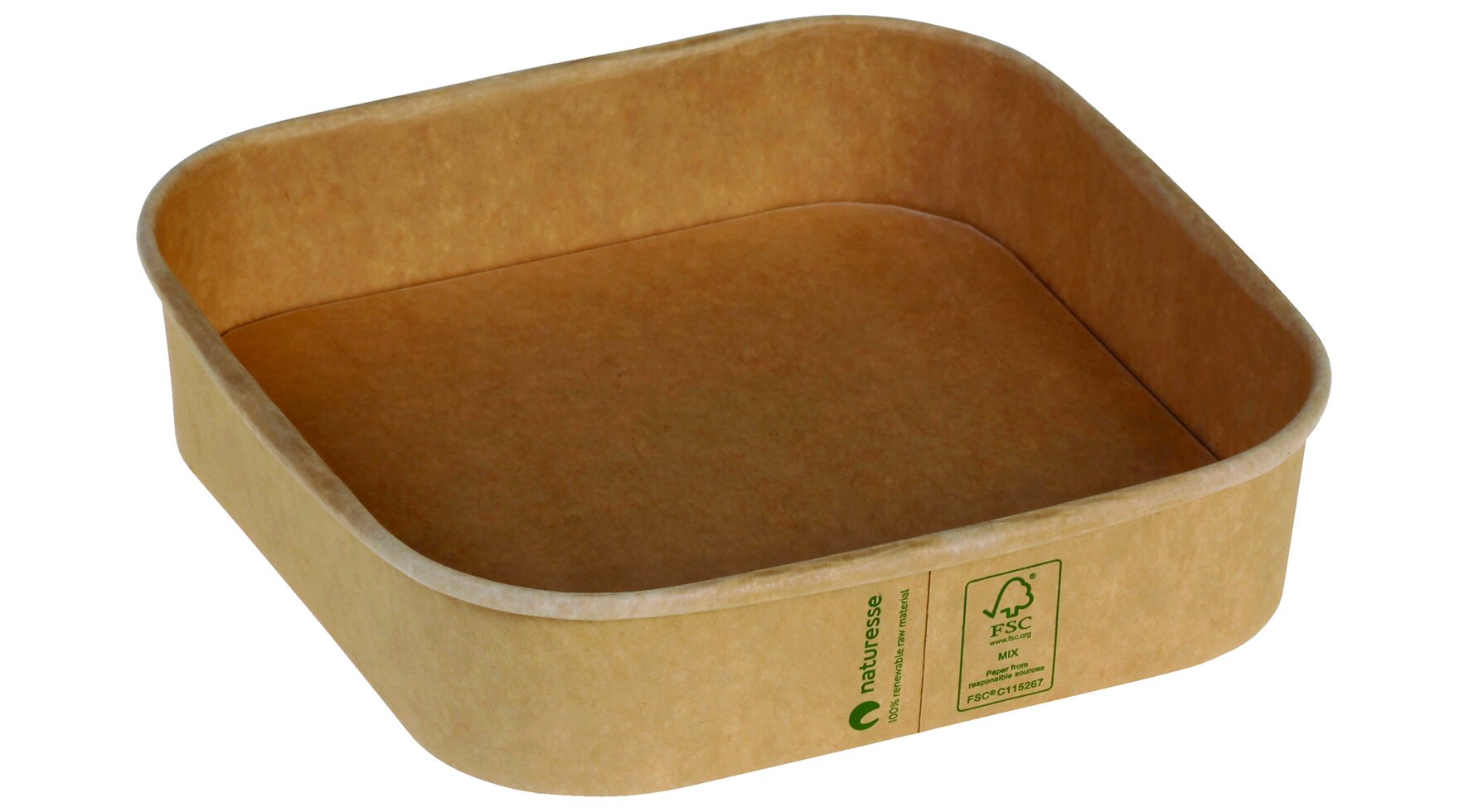 Schale ohne Plastiklaminierung naturesse Kraft-Karton, 750 ml, 17 x 17 x 4 cm