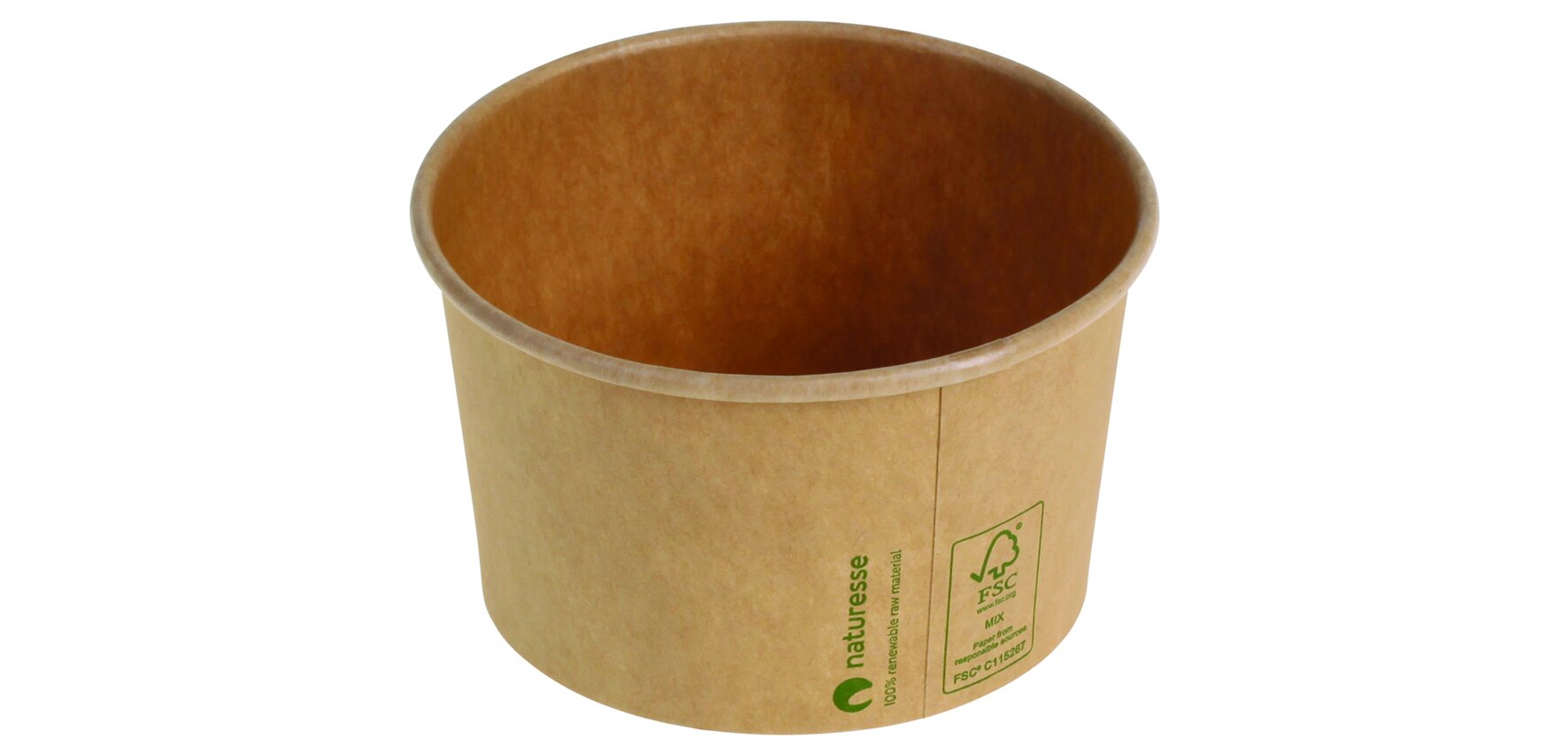 Becher ohne Plastiklaminierung naturesse Kraft-Karton, braun, 340 ml