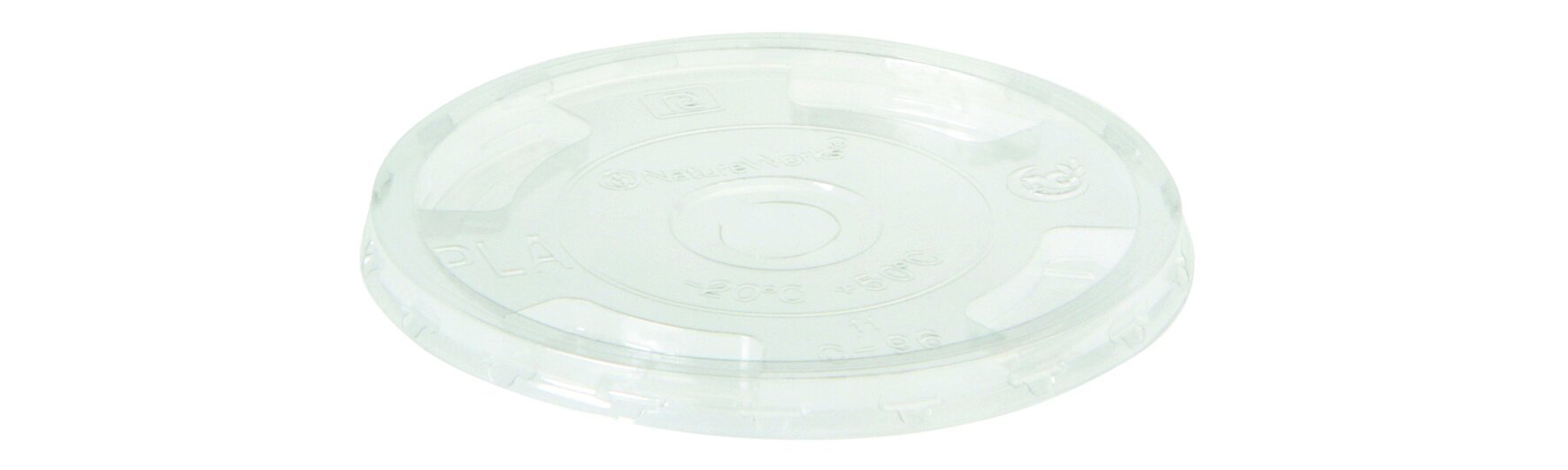 Deckel mit Trinkhalmöffnung naturesse PLA, transparent, rund, Ø 9,6 cm
