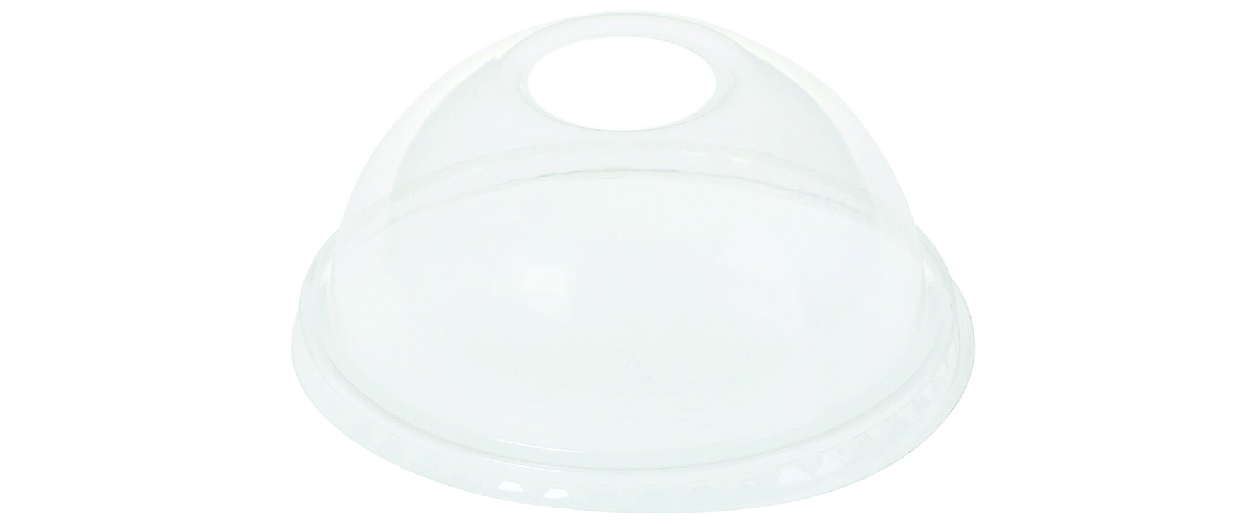 Domdeckel mit Trinkhalmöffnung naturesse PLA, transparent, rund, Ø 9,6 cm