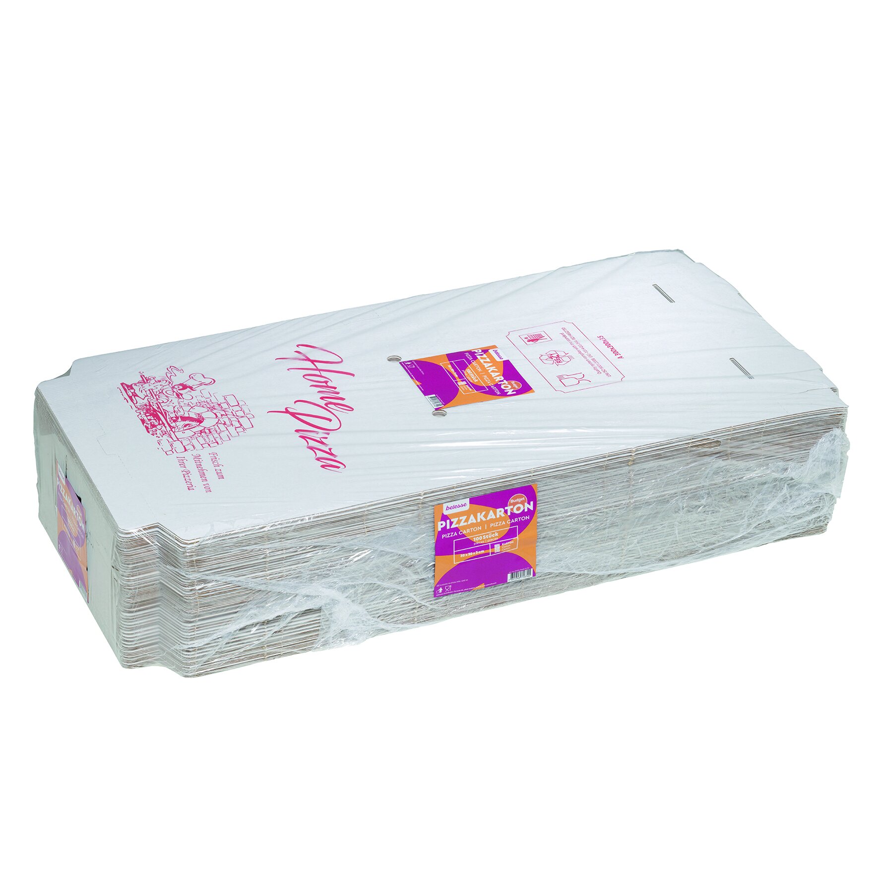 Pizzakarton suplesse, weiß/rot, 30 x 30 cm