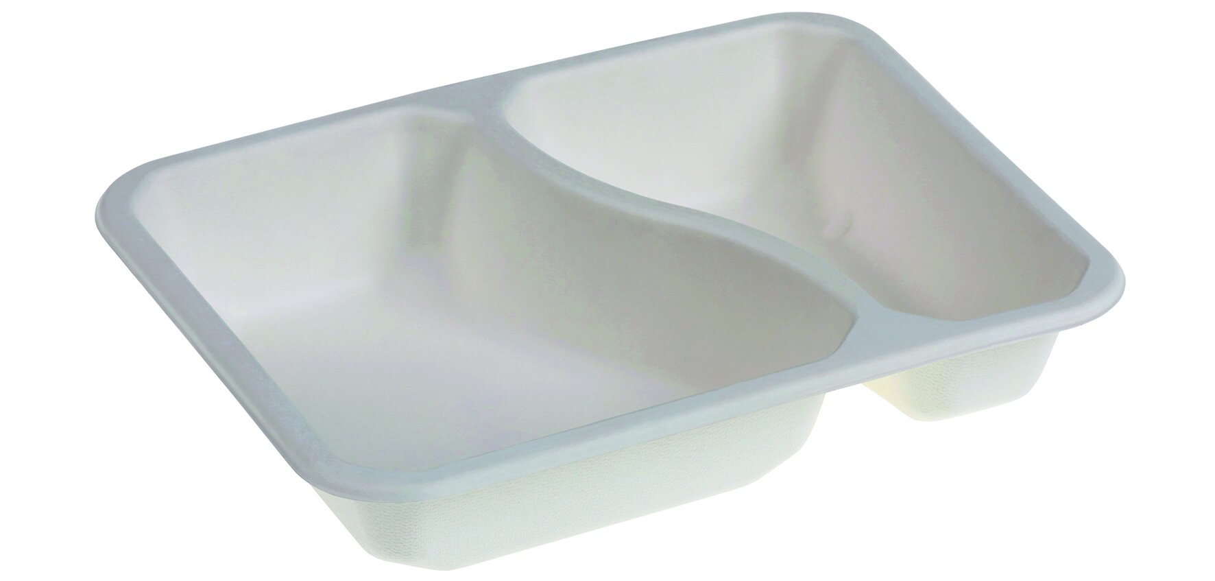 Schale mit Biolaminierung naturesse Zuckerrohr, weiß, 2-geteilt, 890 ml