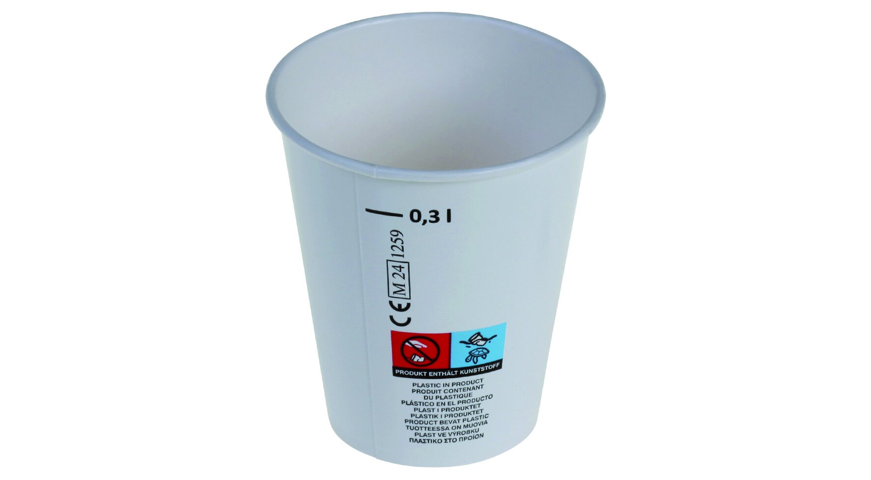 Becher geeicht SUP-Logo suplesse Papier/PE, weiß, 300 ml
