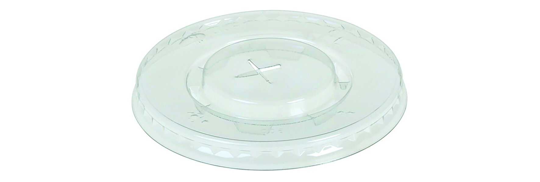 Deckel mit Kreuzschlitz rPET, transparent, Ø 9 cm