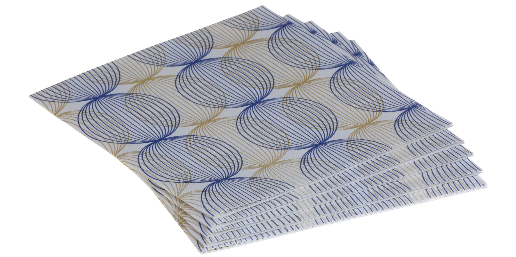 Serviette Ludo Airlaid, blau/gold, 1/4-Falz, 40 x 40 cm
