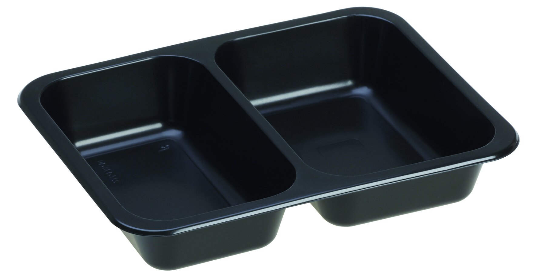 Schale PP, schwarz, rechteckig, 2-geteilt, 450/380 ml