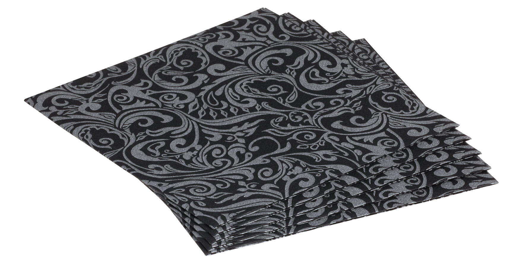Serviette Lias Airlaid, schwarz-silber, 1/4-Falz, 40 x 40 cm