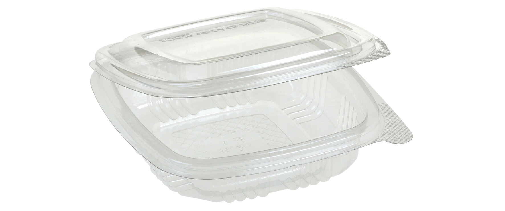 Schale mit Klappdeckel rPET, transparent, 125 ml