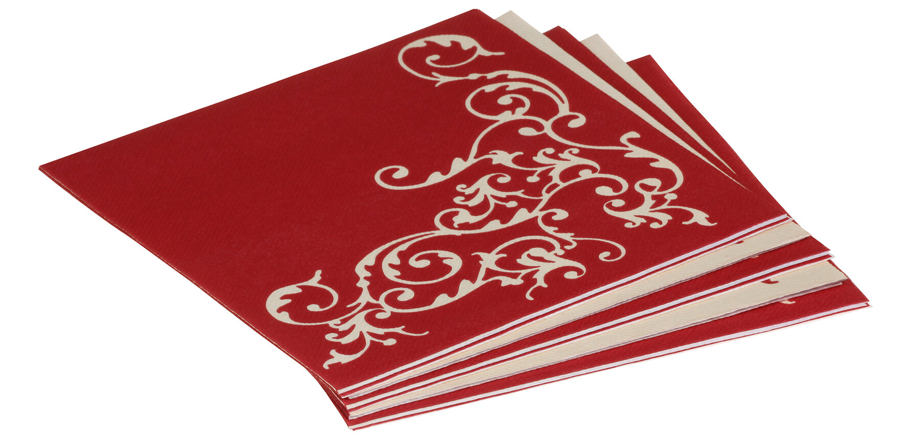 Serviette Pomp Airlaid, creme-bordeaux, 1/4-Falz, 40 x 40 cm