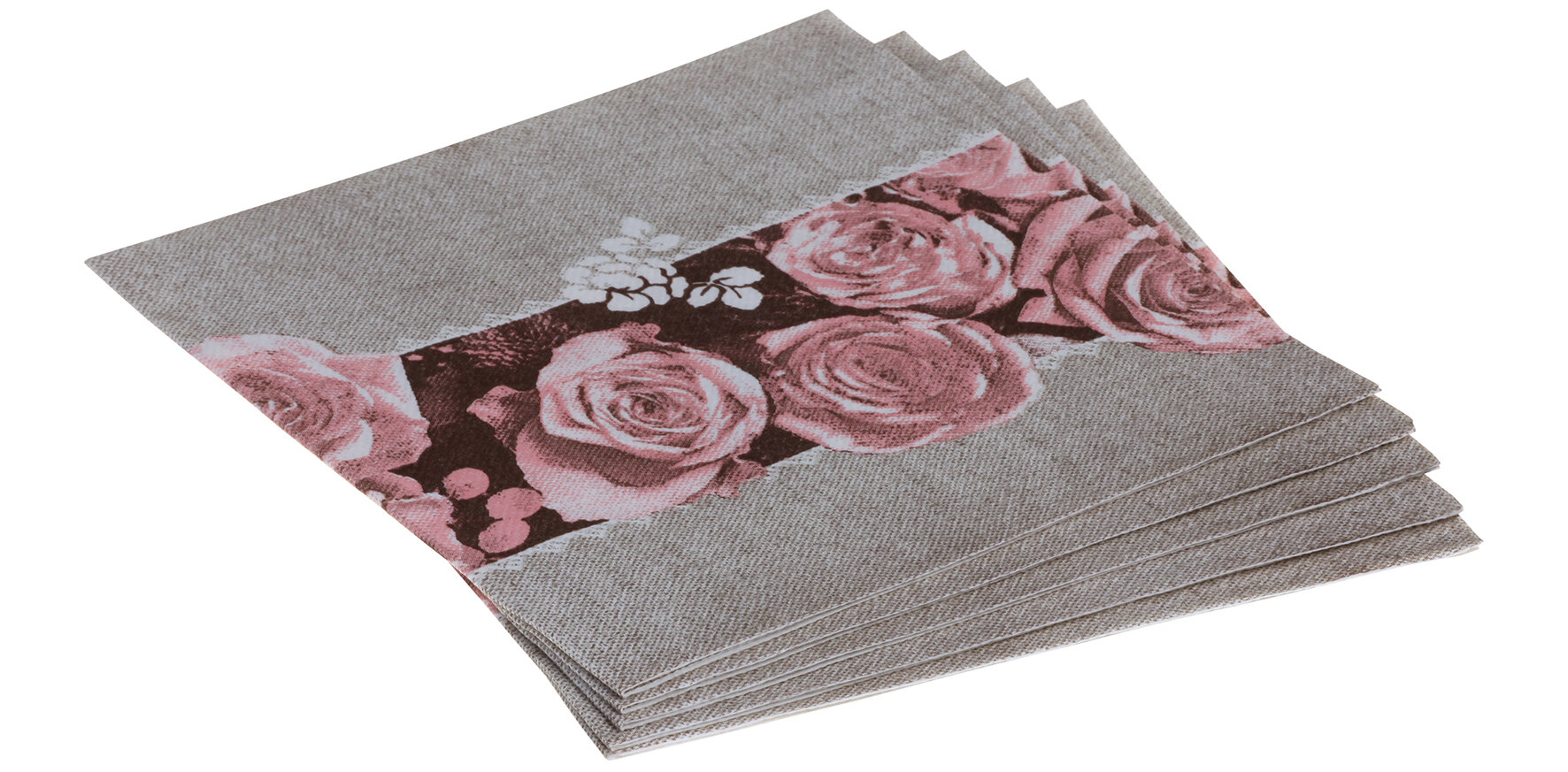 Serviette Lovely Roses Airlaid, rosa, 1/4-Falz, 40 x 40 cm