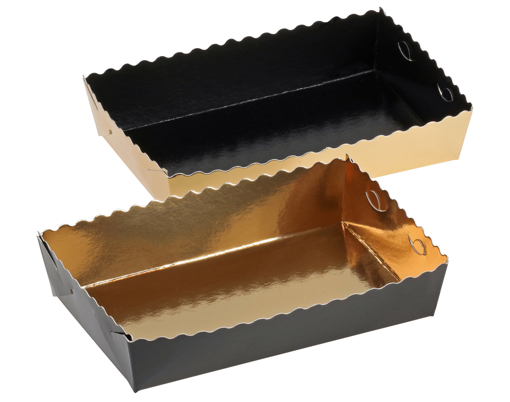 Gebäckschale suplesse Karton/PET, gold/schwarz, 10 x 16 cm