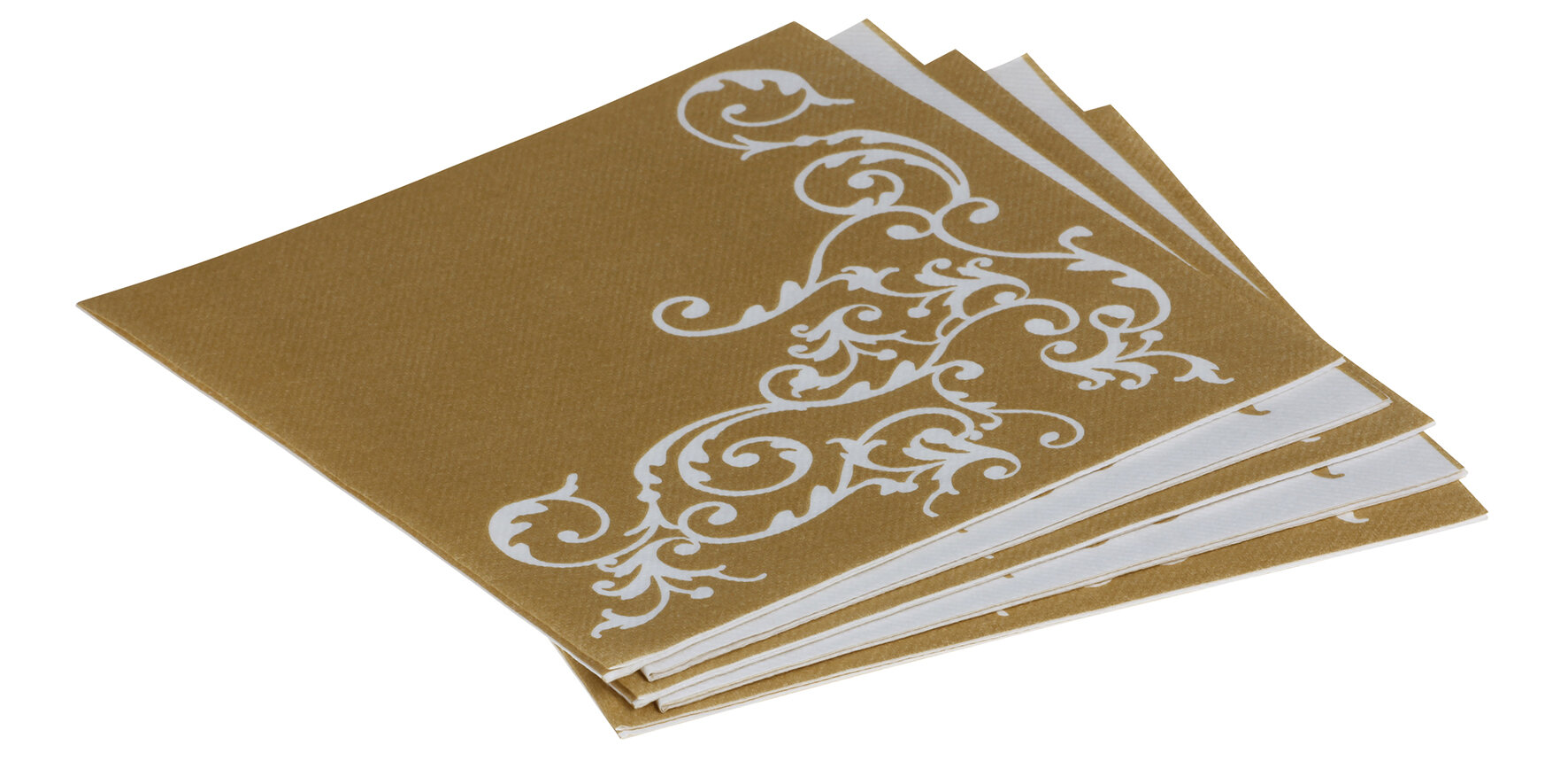 Serviette Pomp Airlaid, weiß/gold, 1/4-Falz, 40 x 40 cm