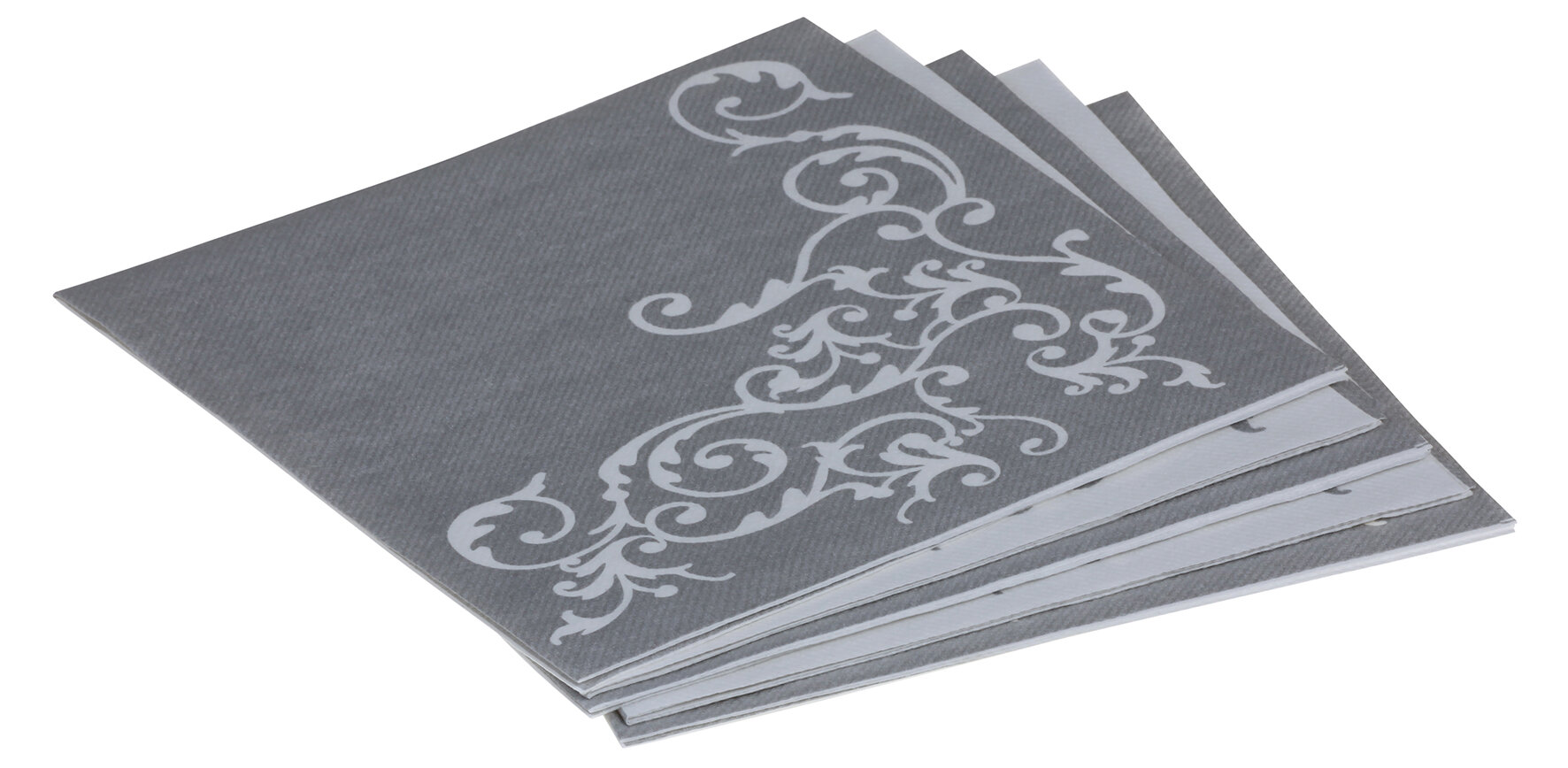 Serviette Pomp Airlaid, weiss/silber, 1/4-Falz, 40 x 40 cm