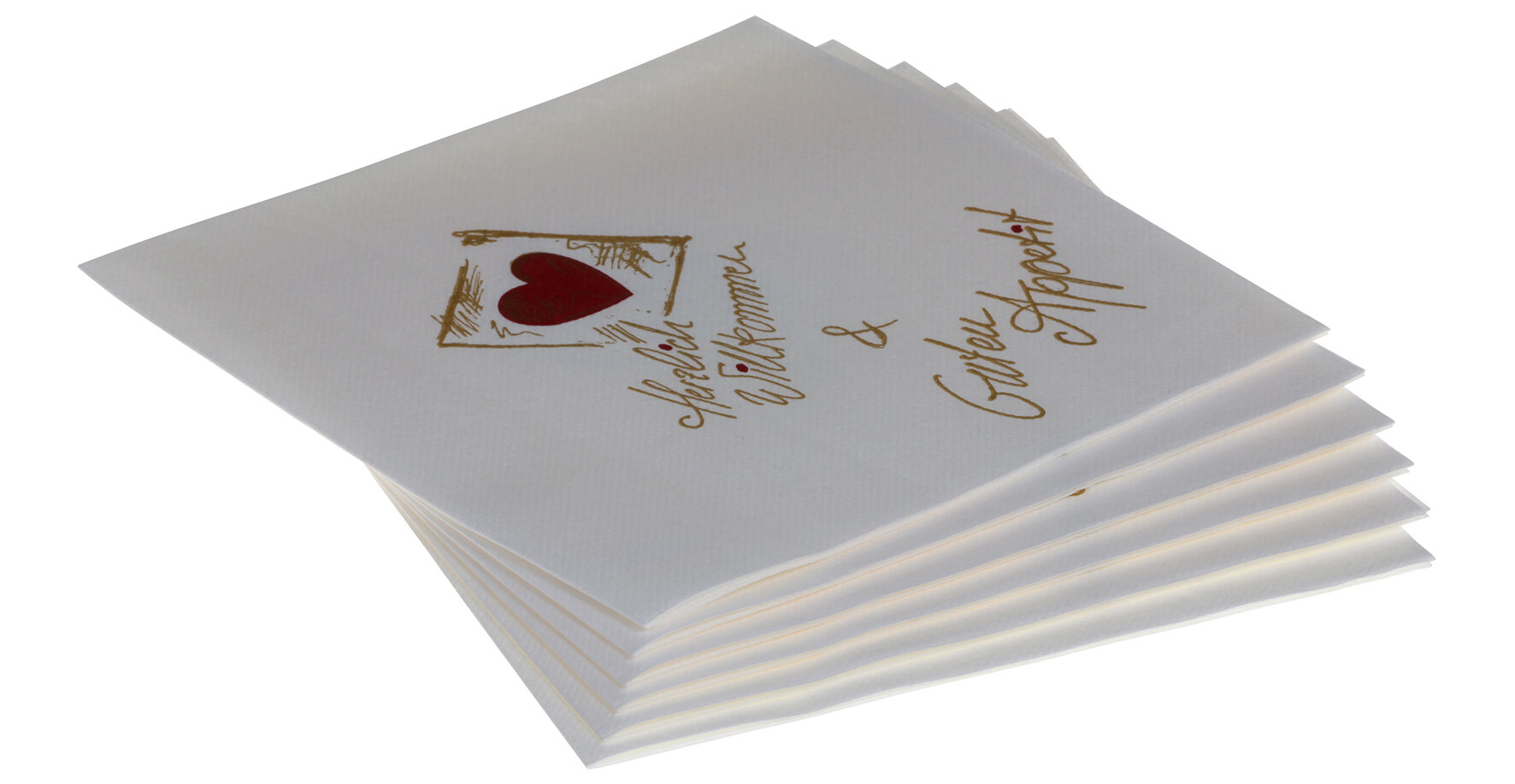 Serviette Willkommen Airlaid, 1/4-Falz, 40 x 40 cm