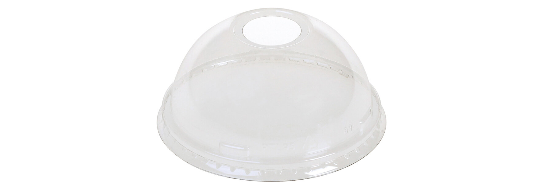 Domdeckel PET, transparent, Ø 9,5 cm, mit Halmloch