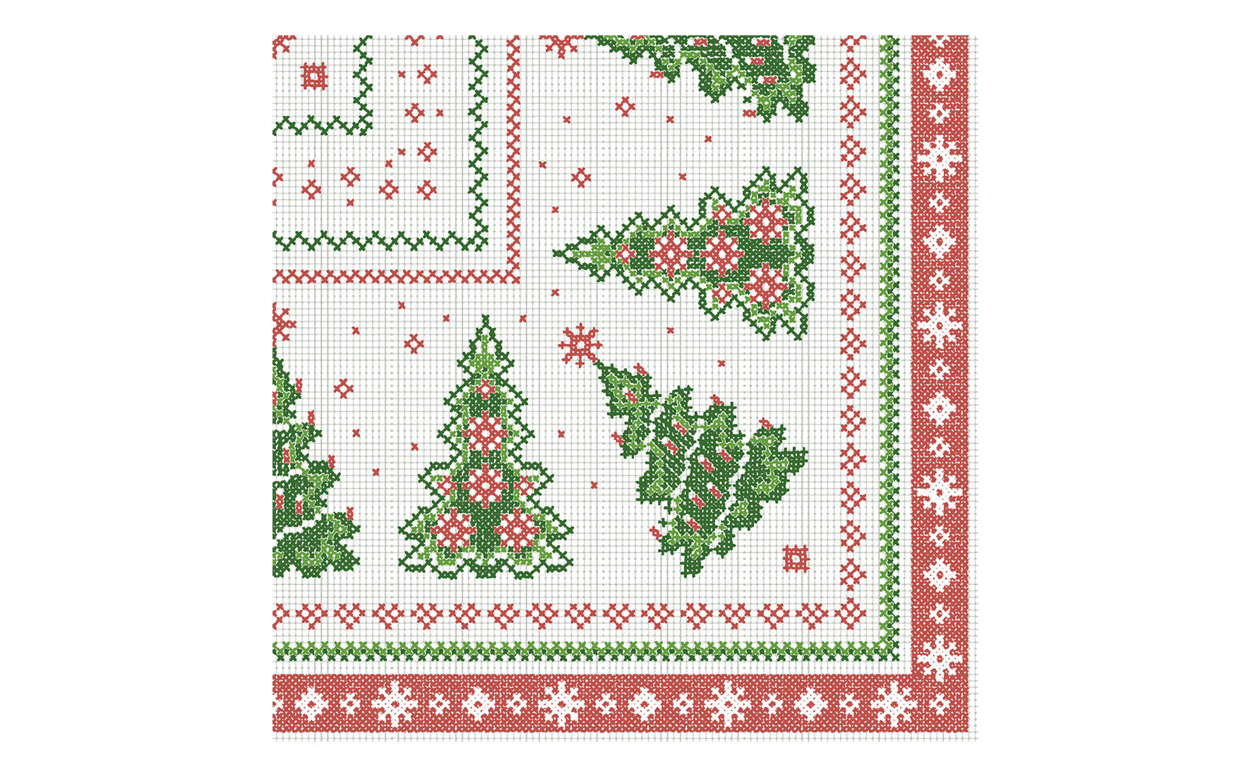 Serviette suplesse Gina Airlaid, grün/rot, 1/4-Falz, 40 x 40 cm