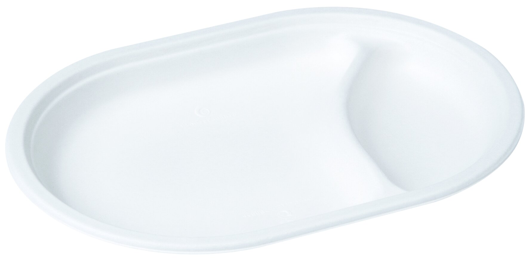 Teller naturesse Zuckerrohr, weiß, oval, 2-geteilt, 31 x 21 cm
