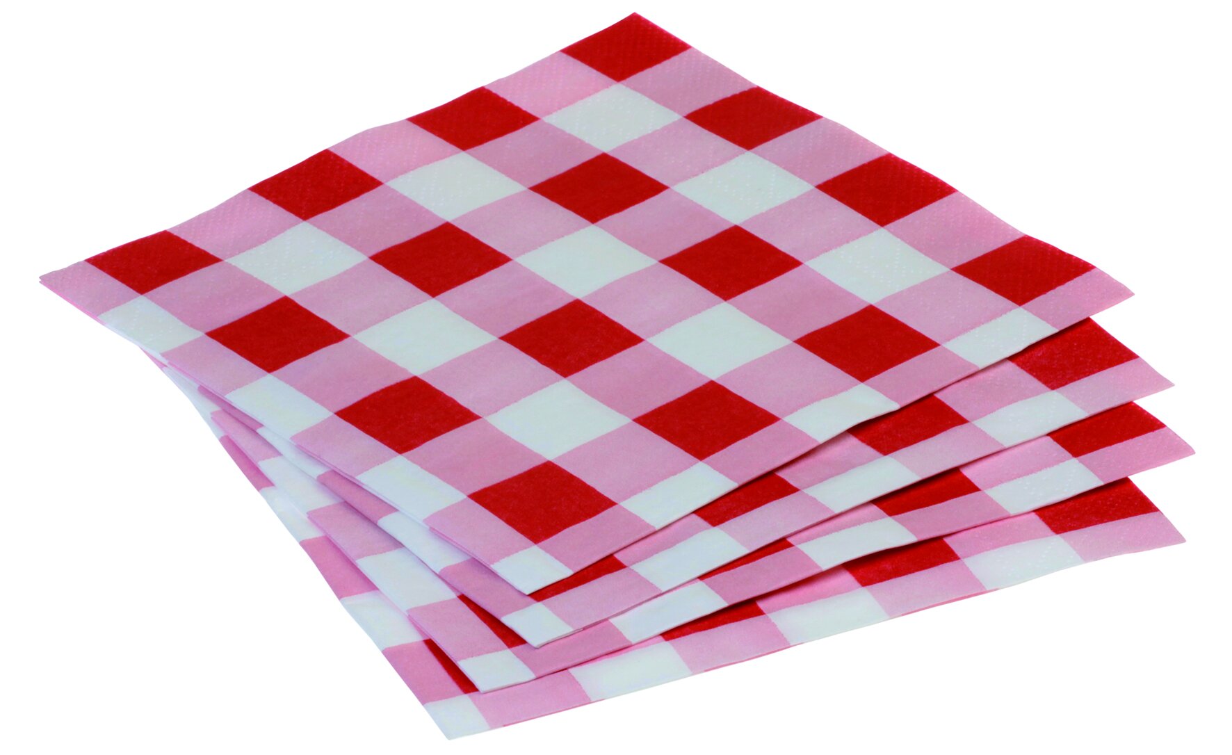 Serviette suplesse Papier, karo rot/weiß, 3-lagig, 1/4-Falz, 33 x 33 cm
