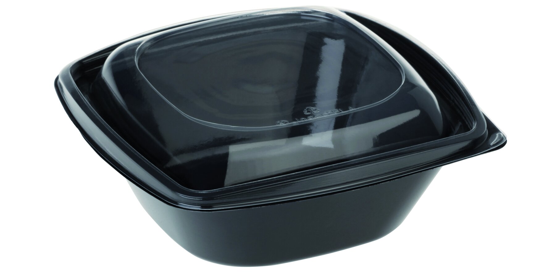 Schale mit Deckel naturesse PLA, schwarz, quadratisch, 960 ml