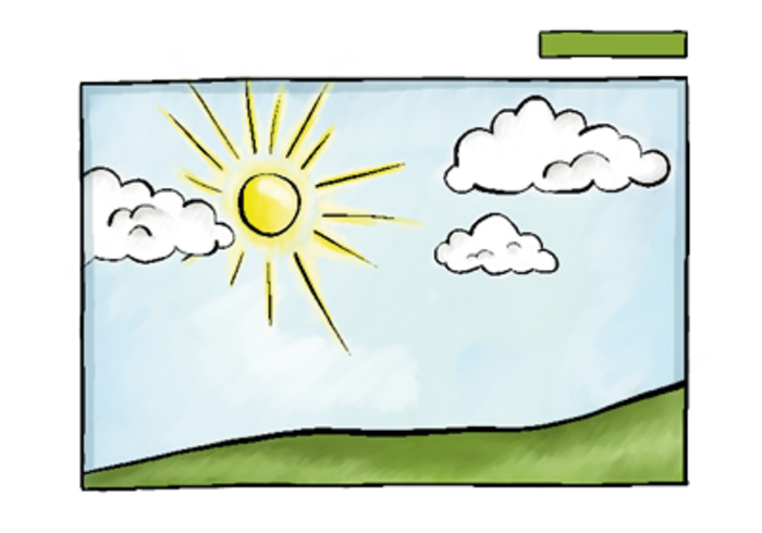 Pacovis-Leitbild Ziele mit Sonne und Wolken