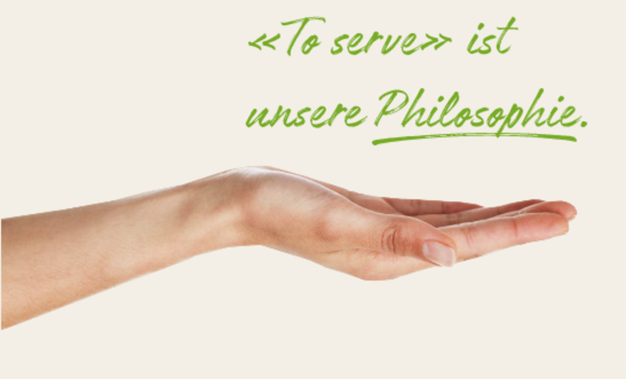 Slogan-Philosophie Pacovis - flache Hand offen