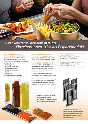Einzelportionen-Sticks als Beipack