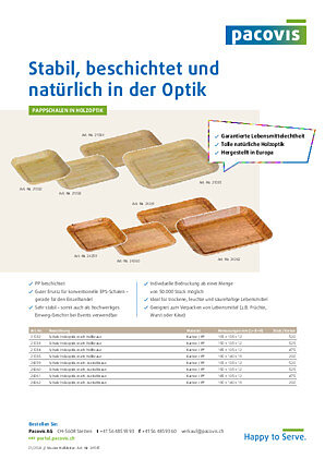 Pappschalen in Holzoptik