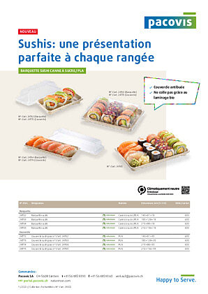 Barquette sushi canne à sucre/pla